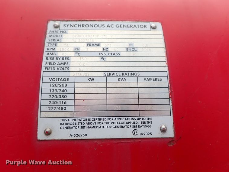 image for item DE1108 1992 Central Detroit Diesel-Allison DDC750 generator