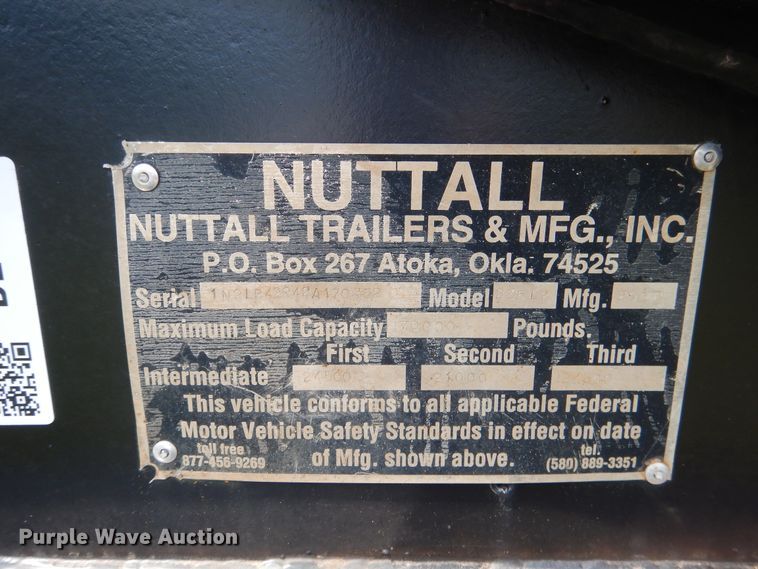 image for item DE4020 2002 Nuttall 235LB equipment trailer