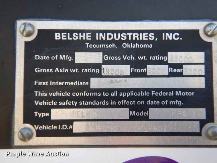 image for item DF2218 1987 Belshe F4-3AGN equipment trailer