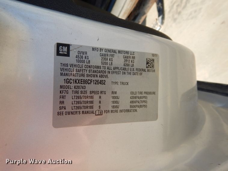 image for item DG4194 2012 Chevrolet Silverado 2500HD Crew Cab pickup truck