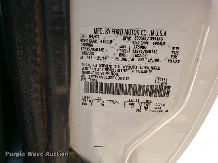 image for item DG7565 2002 Ford F250 Super Duty SuperCab utility bed pickup truck