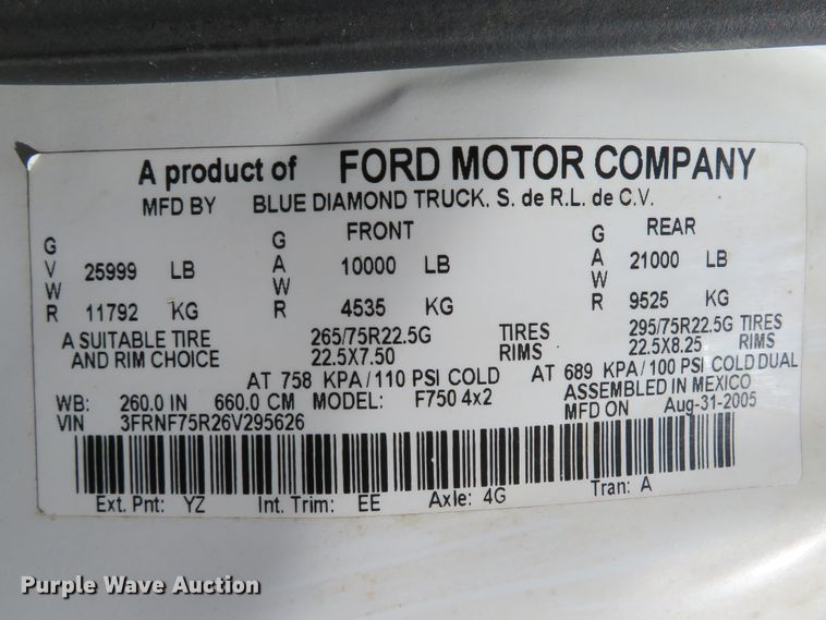 image for item DH1612 2006 Ford F750 Super Duty XLT box truck