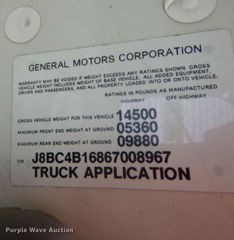 image for item DH2089 2006 Chevrolet W4500 dump flatbed truck