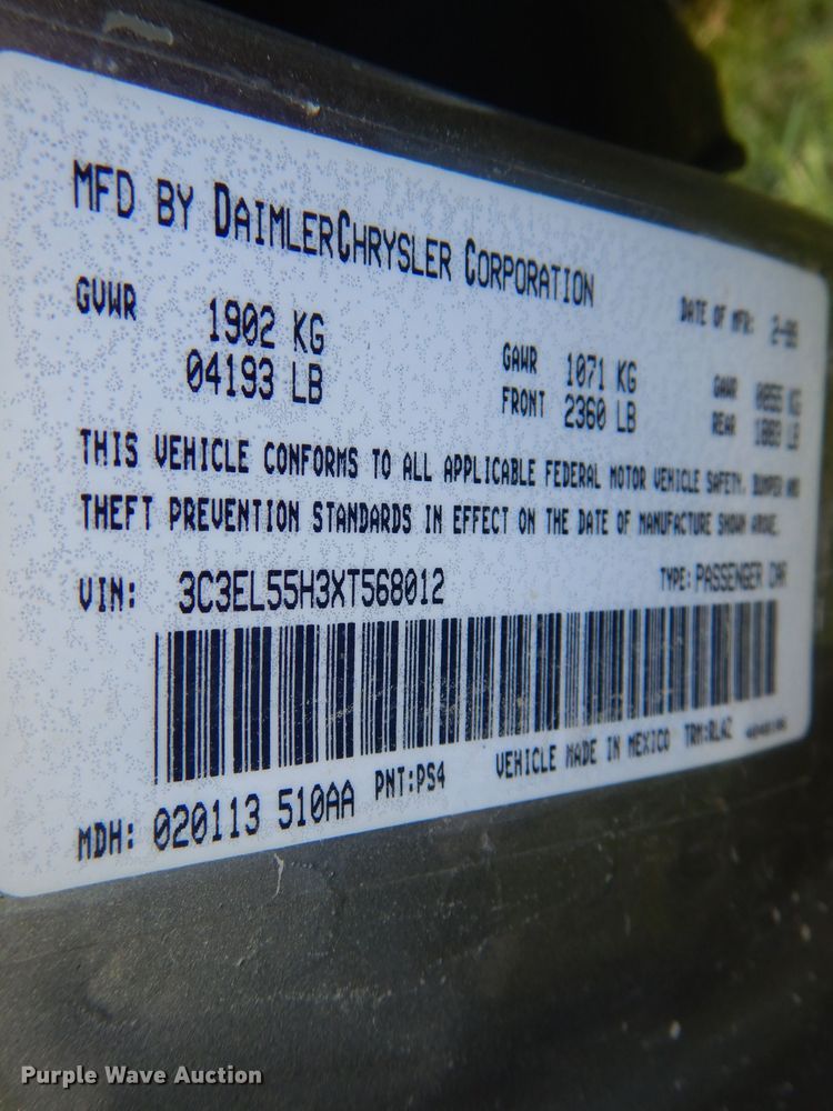 image for item DH6165 1999 Chrysler Sebring