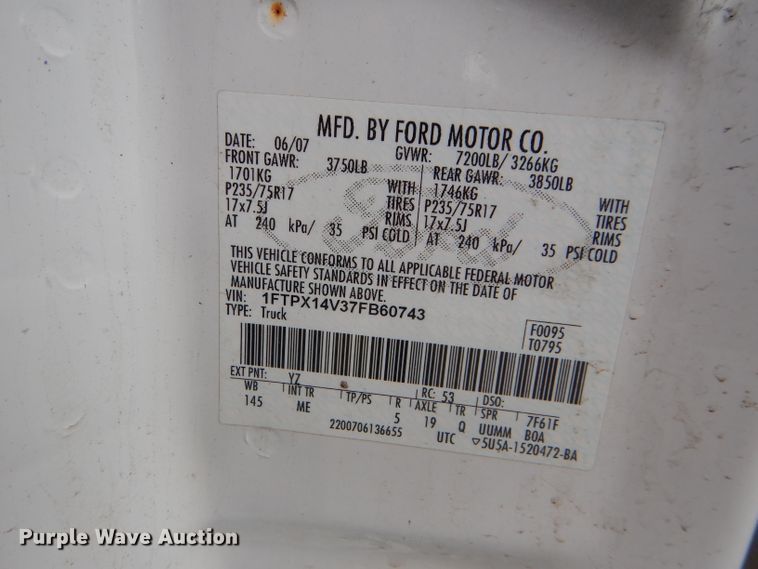 image for item DI2581 2007 Ford F150 XLT SuperCab pickup truck