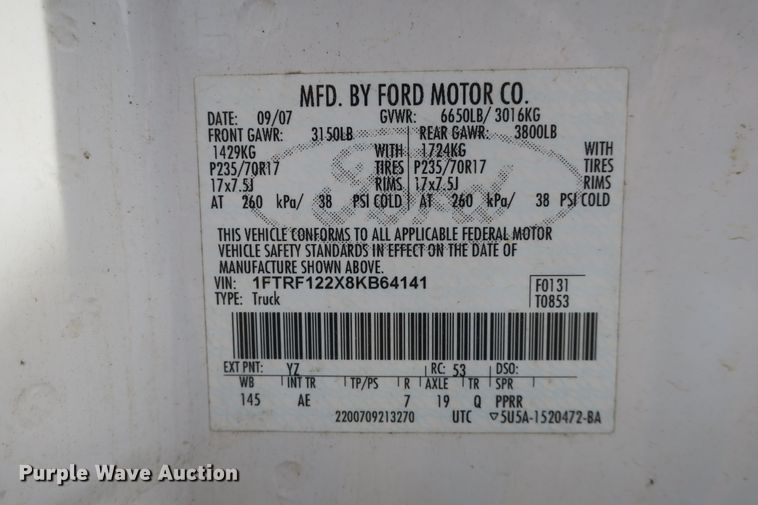 image for item EA9392 2008 Ford F150 pickup truck
