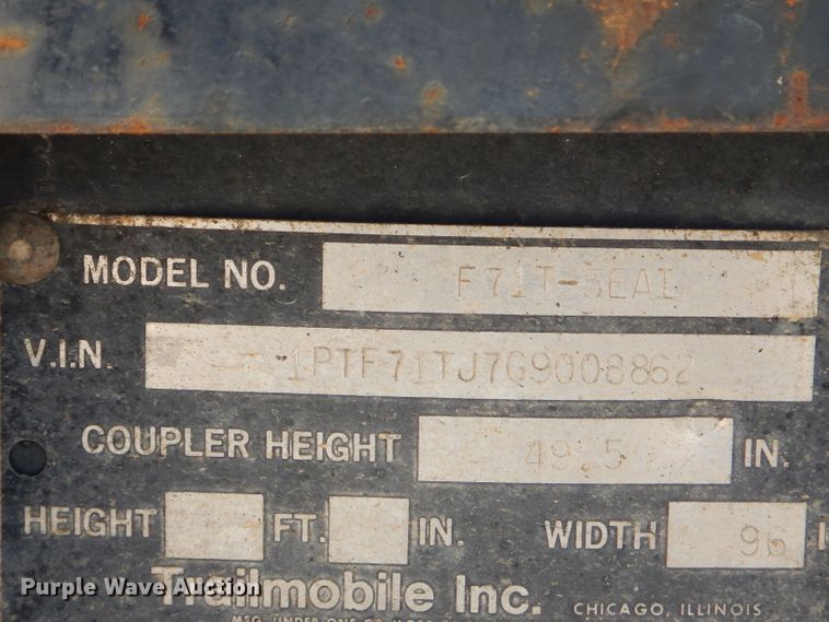 image for item EY9271 1986 Trailmobile F71T-5EAI flatbed trailer