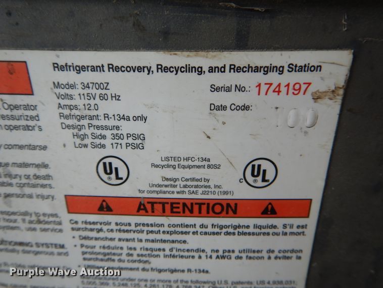 image for item FI9689 SPX Robinair Cool Tech 34700Z refrigerant machine