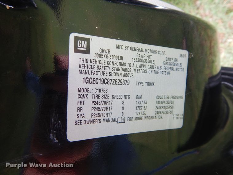 image for item FK9835 2007 Chevrolet Silverado 1500 Ext. Cab pickup truck