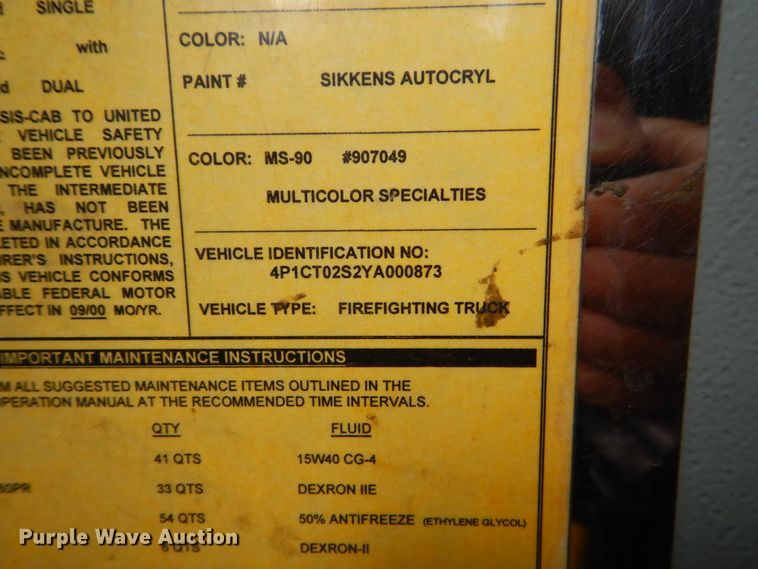 image for item FU9501 2000 Pierce rescue vehicle