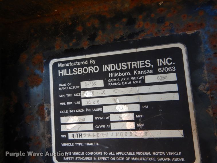 image for item FU9710 1988 Hillsboro equipment trailer