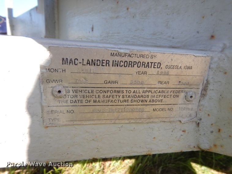 image for item FU9712 1996 Mac-lander utility trailer