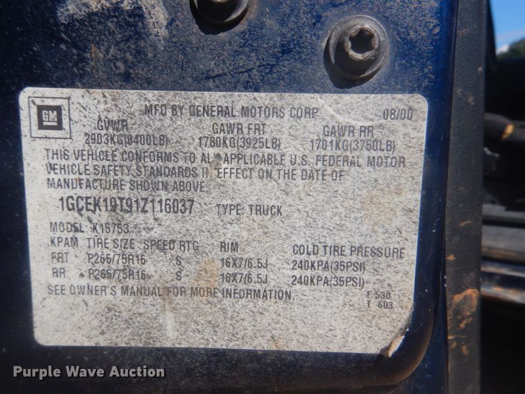 image for item GC9527 2001 Chevrolet Silverado 1500 Ext. Cab pickup truck