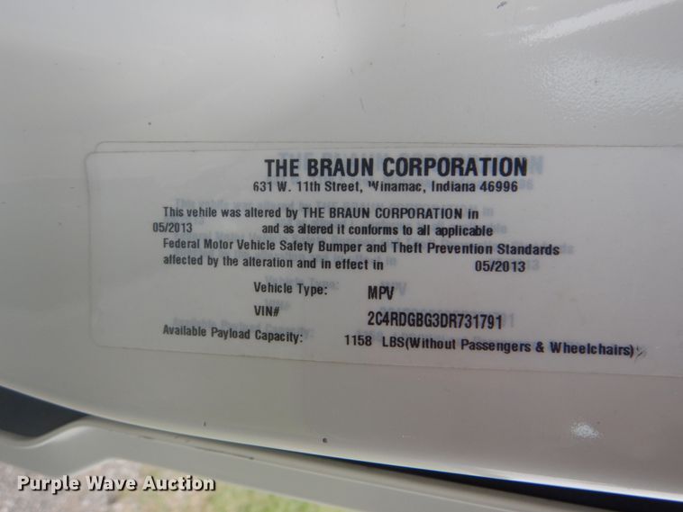 image for item GC9570 2013 Dodge Grand Caravan handicap accessible mini van