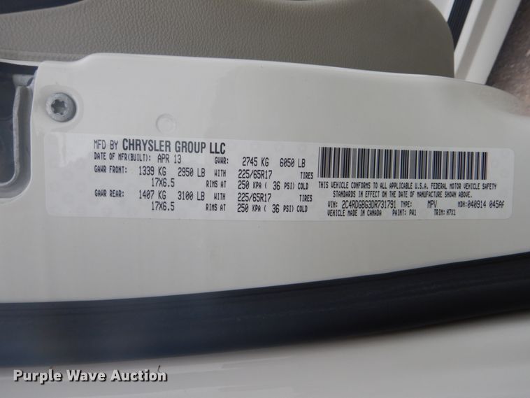 image for item GC9570 2013 Dodge Grand Caravan handicap accessible mini van