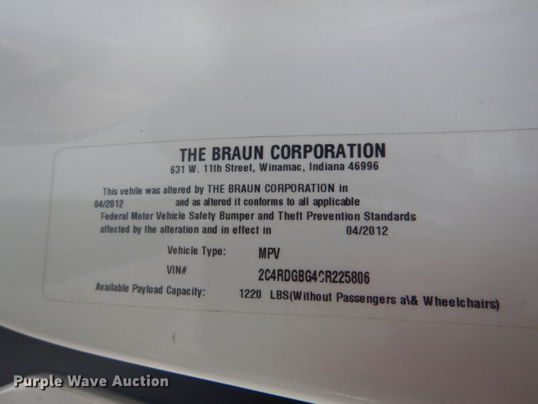 image for item GC9571 2012 Dodge Grand Caravan handicap accessible mini van