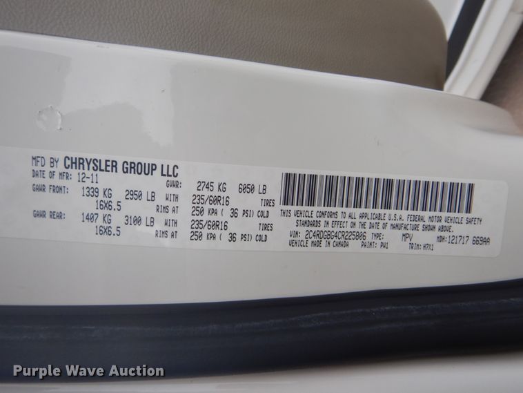 image for item GC9571 2012 Dodge Grand Caravan handicap accessible mini van