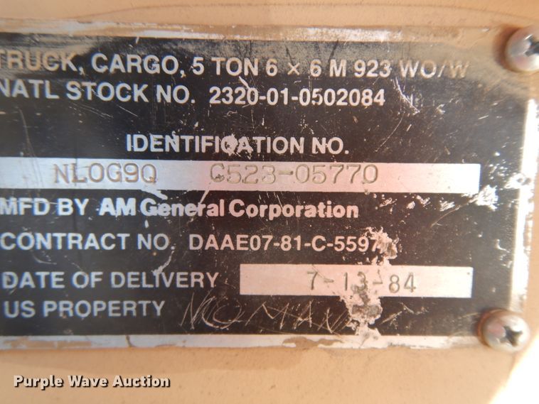 image for item GI9272 1984 Am General M923 tank truck