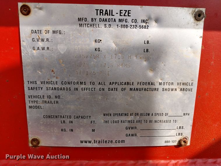 image for item DD7114 2006 Trail Eze TE401 tilt deck equipment trailer