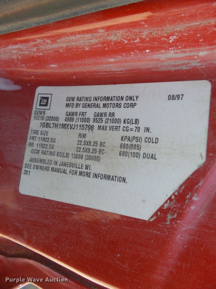 image for item DF0806 1997 Chevrolet C7H042 box truck