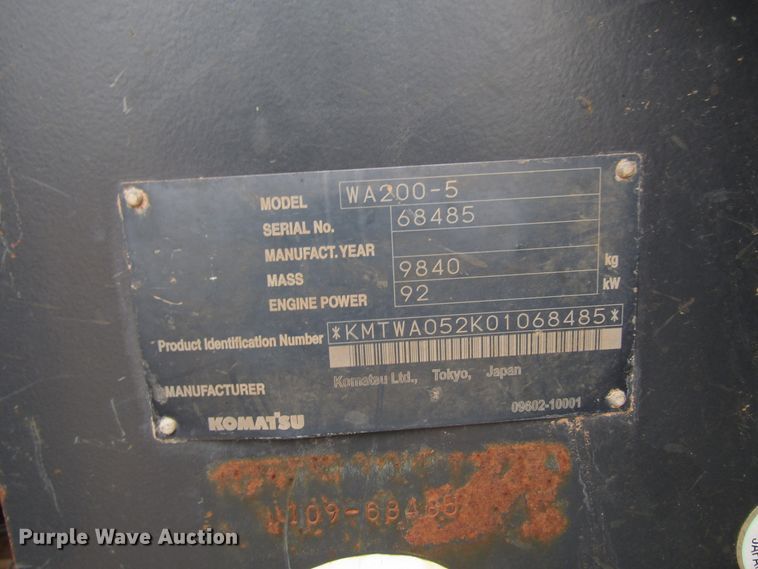 image for item DG0251 2007 Komatsu WA200 wheel loader