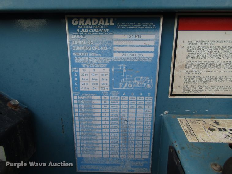 image for item DG0252 2003 Gradall 534D-10 telehandler