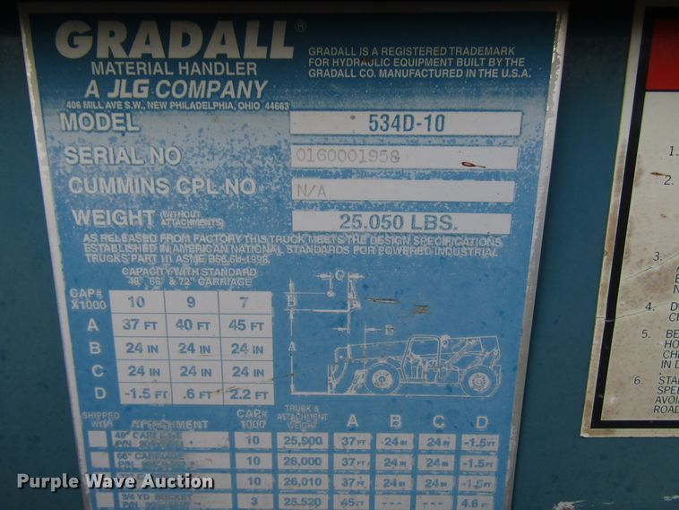 image for item DG0252 2003 Gradall 534D-10 telehandler