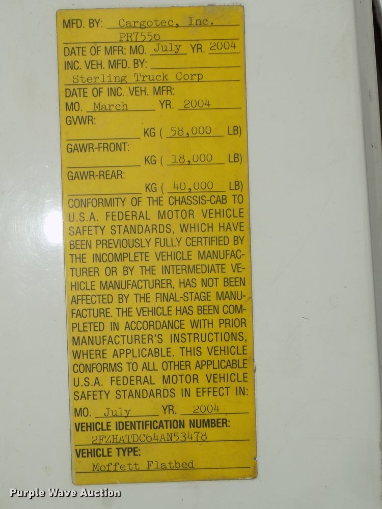 image for item DG2456 2004 Sterling LT7500 flatbed truck