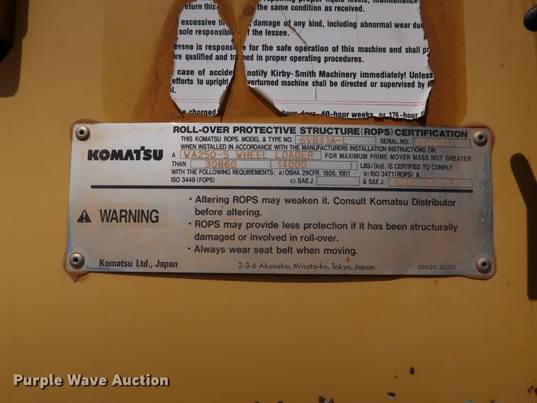 image for item DG4223 2006 Komatsu WA250-5 wheel loader