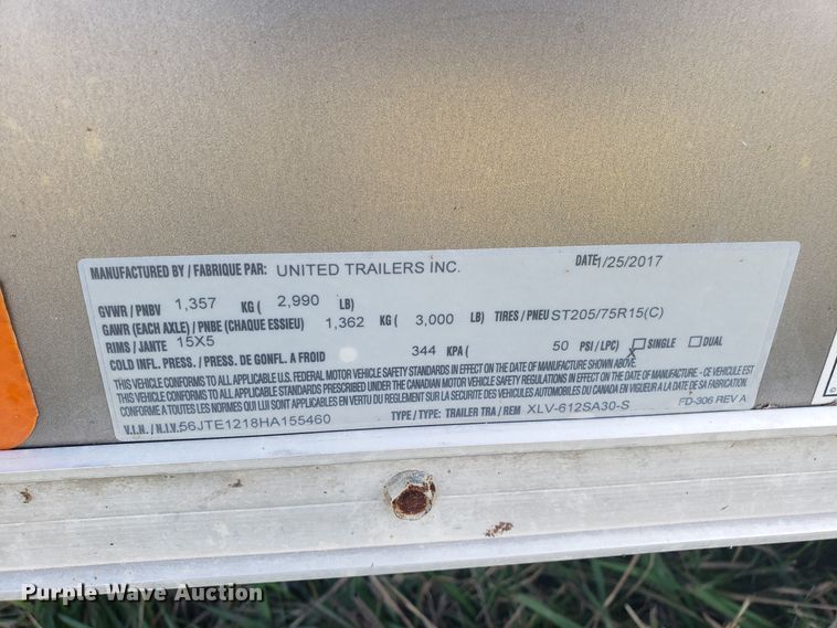 image for item DG7651 2017 United Trailers enclosed cargo trailer