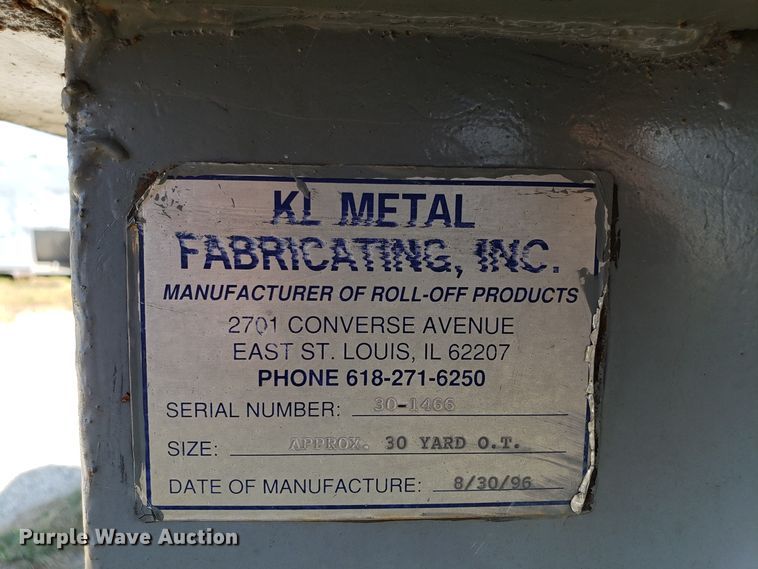 image for item DG7653 KL Metal Fabricating Inc roll-off container