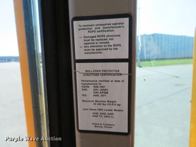 image for item DH1613 1991 John Deere 544E wheel loader