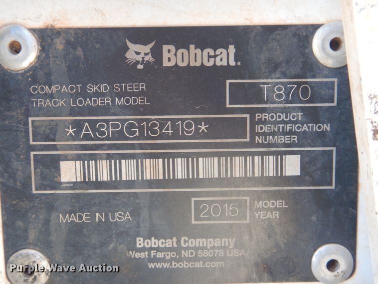 image for item DI2348 2015 Bobcat T870 skid steer