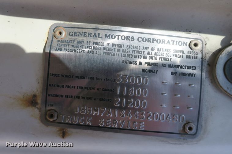 image for item EA9396 1986 Chevrolet Tiltmaster flatbed truck