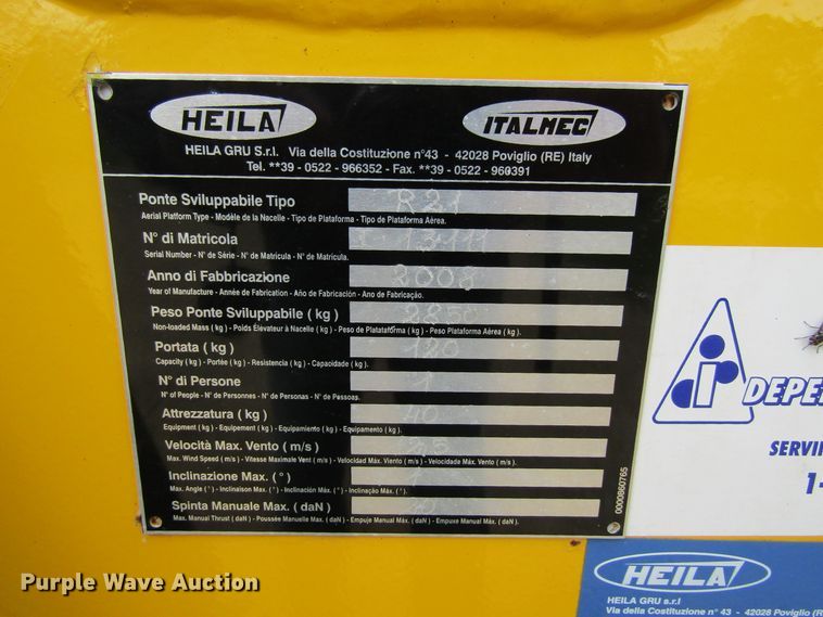 image for item FD9282 2008 Italmec R21 boom lift