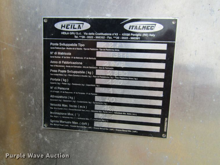 image for item FD9282 2008 Italmec R21 boom lift