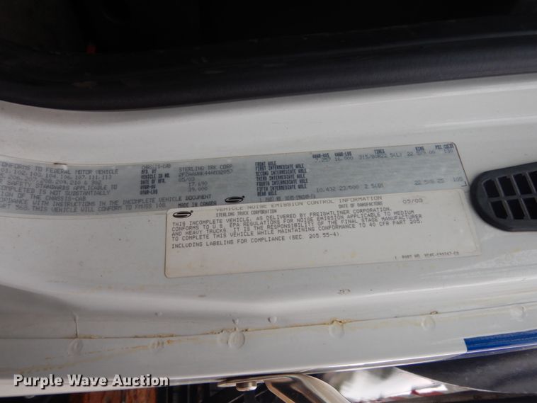 image for item FU9656 2004 Sterling L-Line dump truck