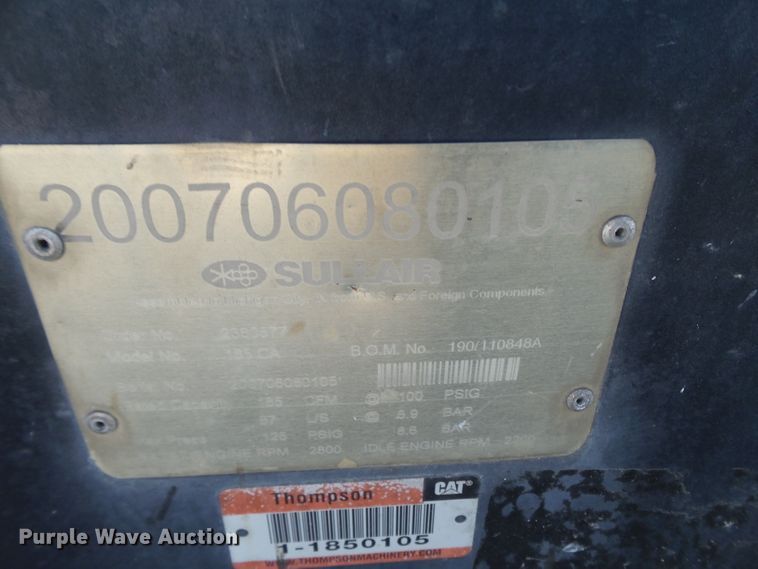 image for item GC9032 Sullair 185CA air compressor