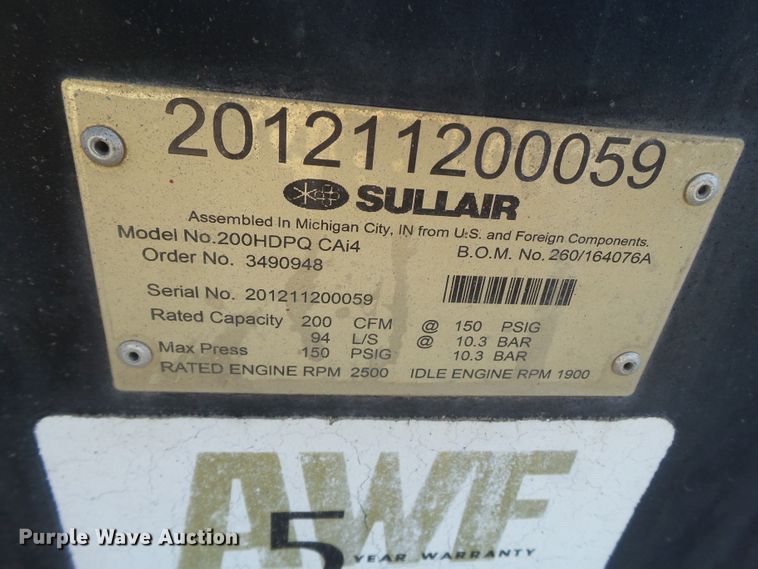 image for item GC9033 Sullair 200HDPQ CAi4 air compressor