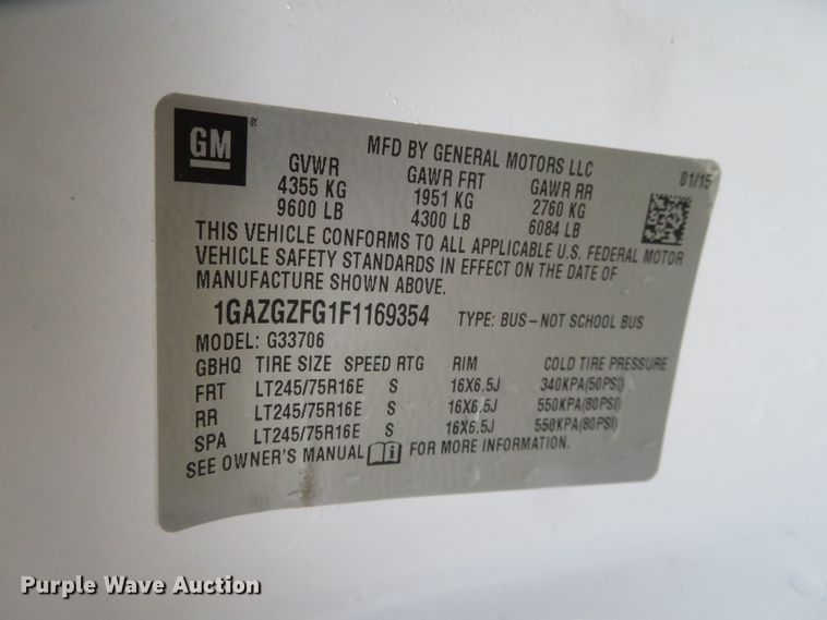 image for item DC1417 2015 Chevrolet Express 3500 van