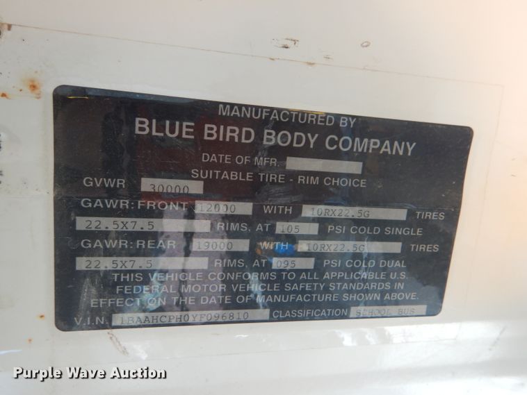 image for item DD4509 2000 Blue Bird TC2000 school bus