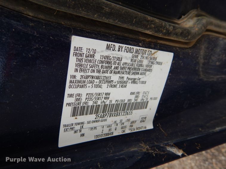 image for item DD4520 2011 Ford Crown Victoria Police Interceptor