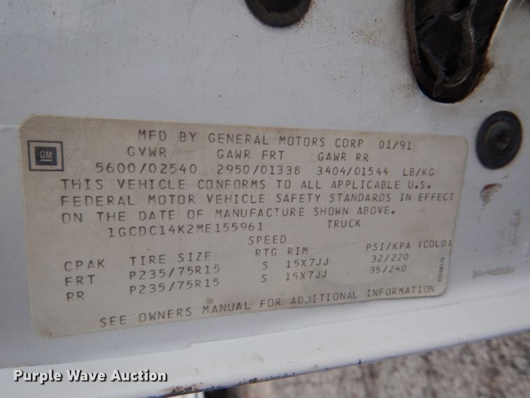 image for item DI2571 1991 Chevrolet C1500 pickup truck