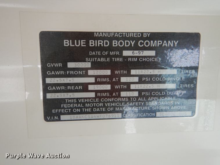 image for item DI2591 1998 Blue Bird TC2000 school bus