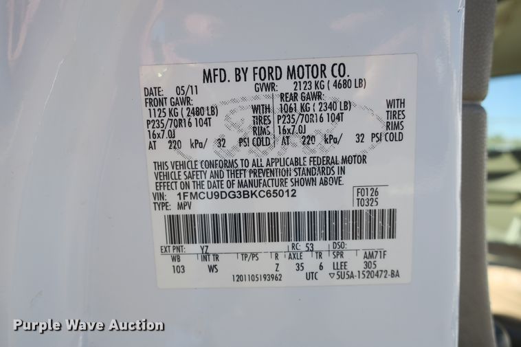 image for item EA9407 2011 Ford Escape XLT SUV