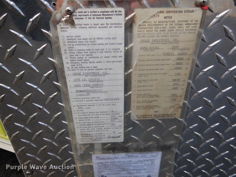 image for item EK9086 2002 Ford Econoline E450 ambulance