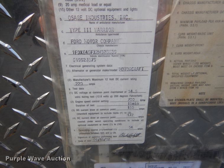 image for item EK9086 2002 Ford Econoline E450 ambulance