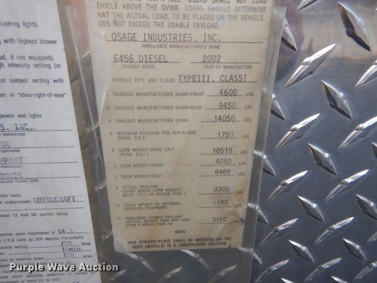 image for item EK9086 2002 Ford Econoline E450 ambulance