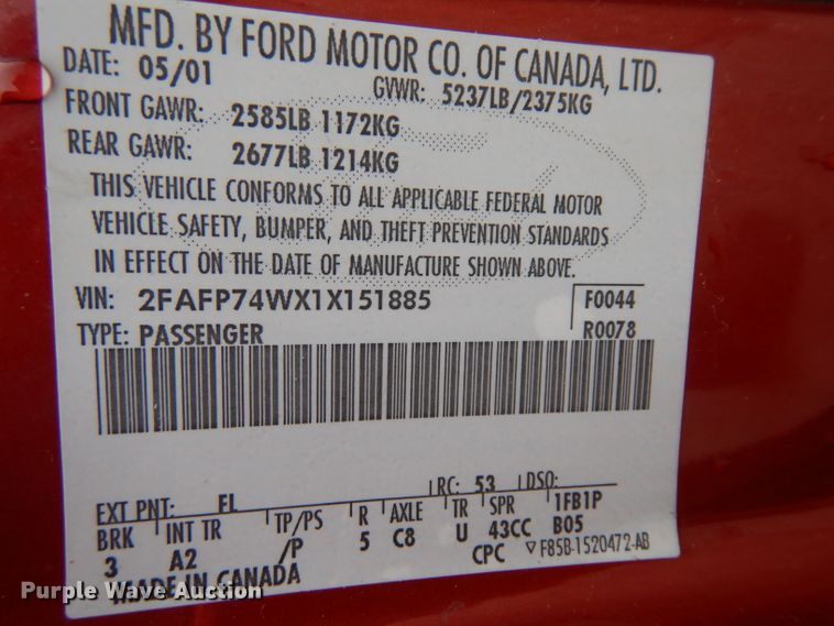 image for item GG9198 2001 Ford Crown Victoria