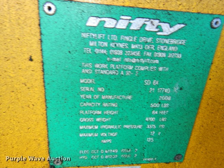image for item GI9355 2008 Nifty SD64 boom lift